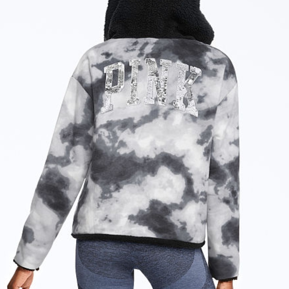 VS PINK BLING Reversible Sherpa Full Zip L NIP